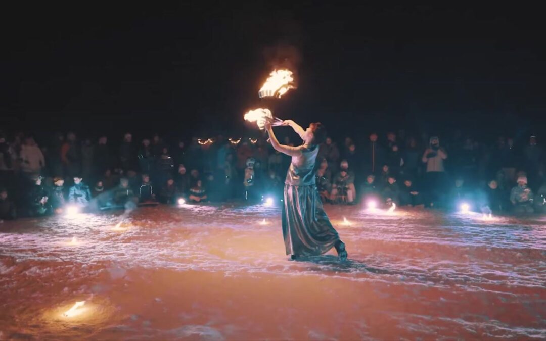 Spectacle lumineux et feu à Champex-Lac