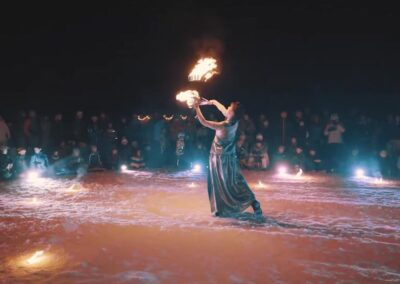 Spectacle lumineux et feu à Champex-Lac